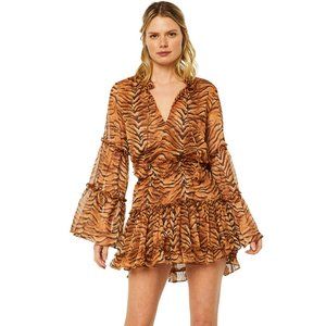 Misa Los Angeles Leeva Tigress Tiger Print Mini Dress NWOT SIZE XS